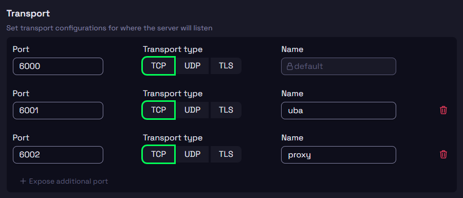 Configure Transport Settings